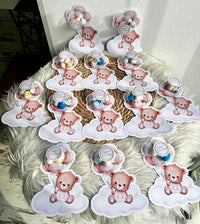 Pink Teddy Bear Cloud Baby 40 Days Favour Card — Bonbon Dome — Chocoodad Baku