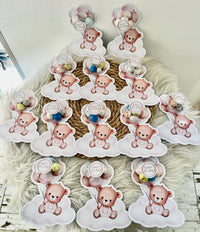 Pink Teddy Bear Cloud Baby 40 Days Favour Card — Bonbon Dome — Chocoodad Baku