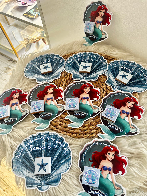Little Mermaid Birthday Favour Card — Seashell Chocolate Gift — Chocoodad Baku