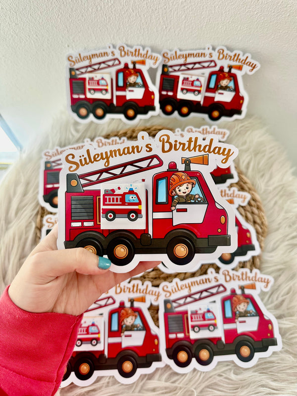 Fire Truck Birthday Favour Card — Personalised Chocolate Gift for Boys — Chocoodad Baku