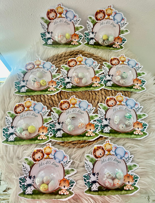 Jungle Safari Baby 40 Days Favour Card — Bonbon Dome Celebration Gift — Chocoodad Baku