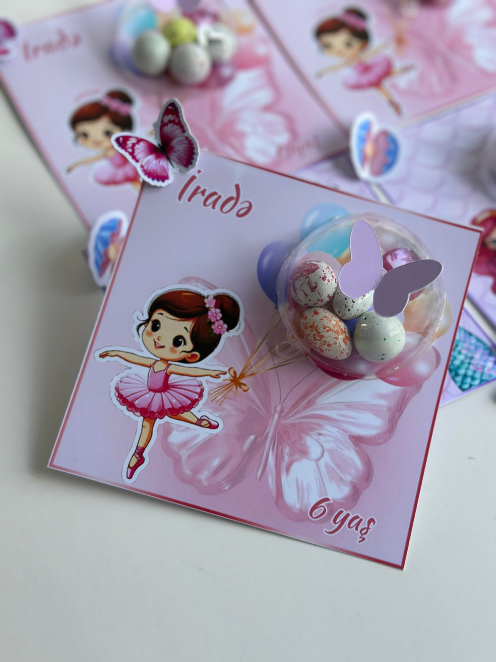 Little Mermaid & Ballerina Birthday Favour Card — Bonbon Dome Gift — Chocoodad Baku