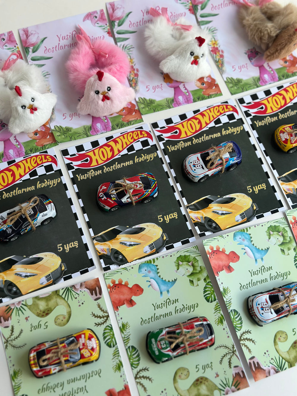 Hot Wheels & Bunny Birthday Accessory Card — Car Toy & Hair Clip Favour — Chocoodad Baku