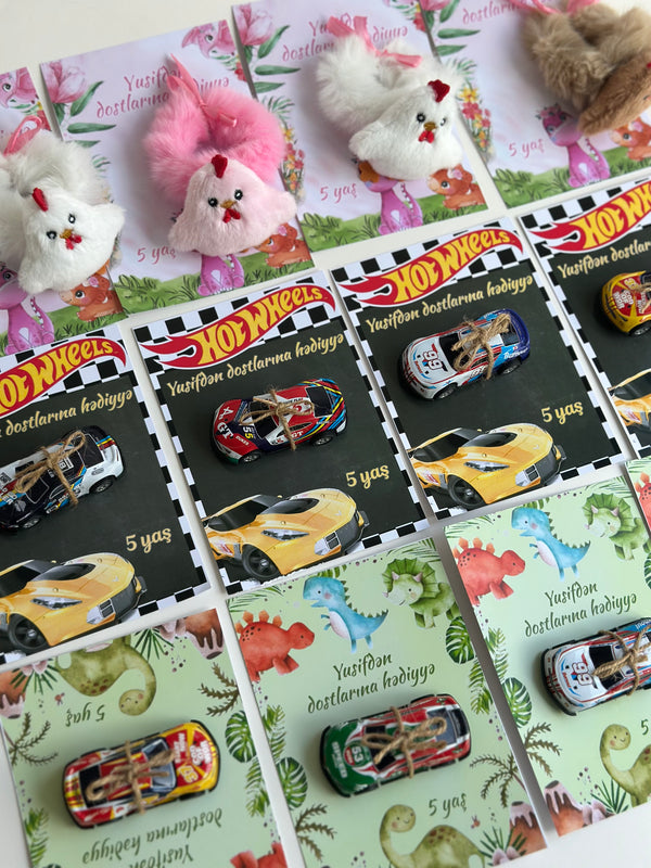Hot Wheels & Bunny Birthday Accessory Card — Car Toy & Hair Clip Favour — Chocoodad Baku