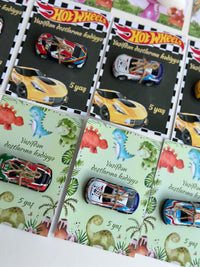 Hot Wheels & Bunny Birthday Accessory Card — Car Toy & Hair Clip Favour — Chocoodad Baku