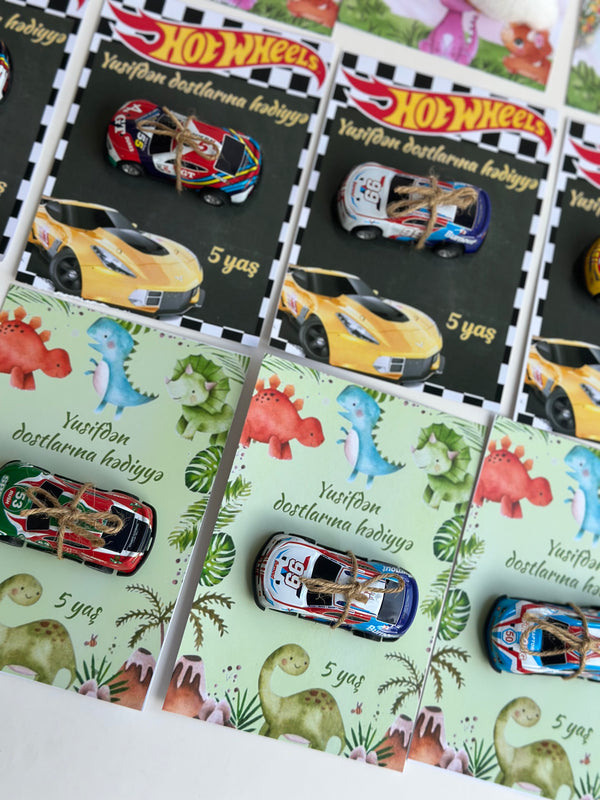 Hot Wheels & Bunny Birthday Accessory Card — Car Toy & Hair Clip Favour — Chocoodad Baku