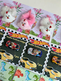 Hot Wheels & Bunny Birthday Accessory Card — Car Toy & Hair Clip Favour — Chocoodad Baku