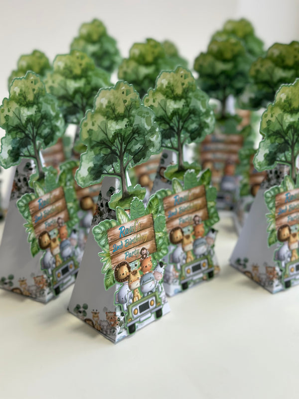 Jungle Safari Pyramid Favour Box — Green 3D Tree Birthday Gift — Chocoodad Baku