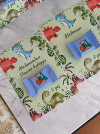 Baby Dinosaur Birthday Chocolate Card — Colourful Dino Favour — Chocoodad Baku
