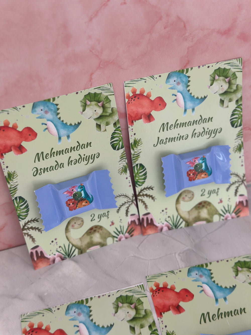 Baby Dinosaur Birthday Chocolate Card — Colourful Dino Favour — Chocoodad Baku