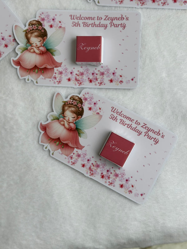 Flower Fairy Angel 1st Birthday Chocolate Card — Personalised Gift — Chocoodad Baku