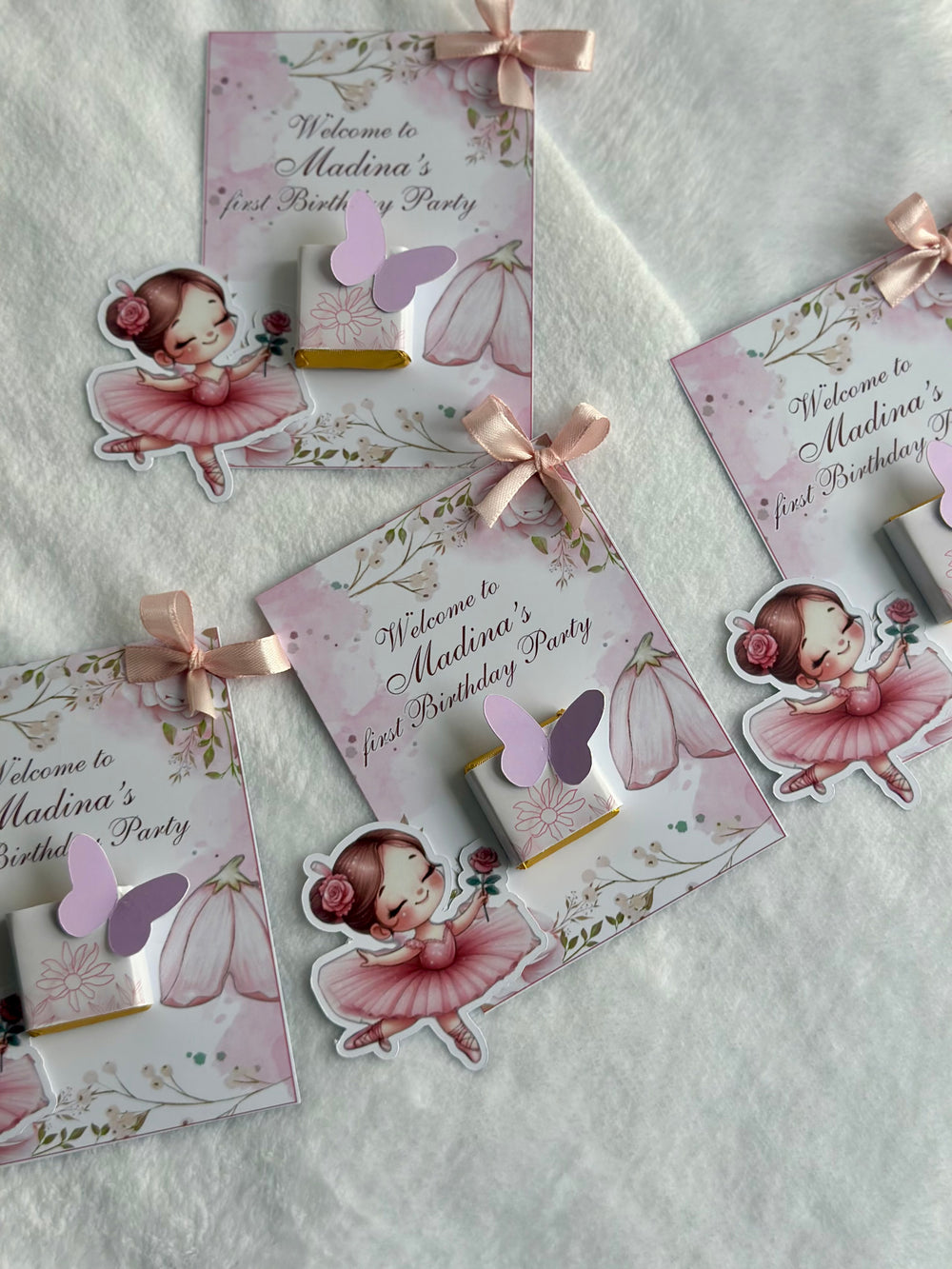 Ballerina Butterfly 1st Birthday Chocolate Card — Floral Personalised Gift — Chocoodad Baku