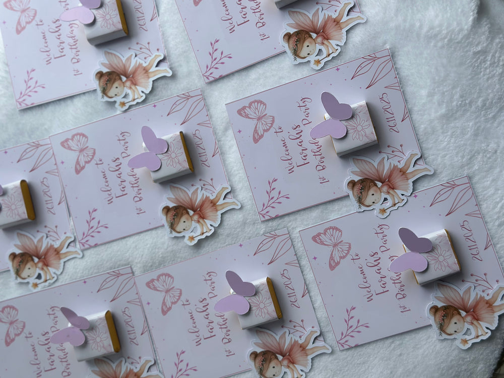 Boho Fairy 1st Birthday Chocolate Card — Butterfly & Gold Chocolate — Chocoodad Baku