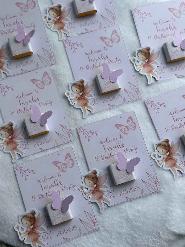 Boho Fairy 1st Birthday Chocolate Card — Butterfly & Gold Chocolate — Chocoodad Baku