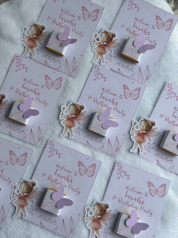 Boho Fairy 1st Birthday Chocolate Card — Butterfly & Gold Chocolate — Chocoodad Baku