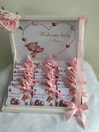 Cute Teddy Bear Newborn Favour Box — Personalised Chocolate Gift — Chocoodad Baku