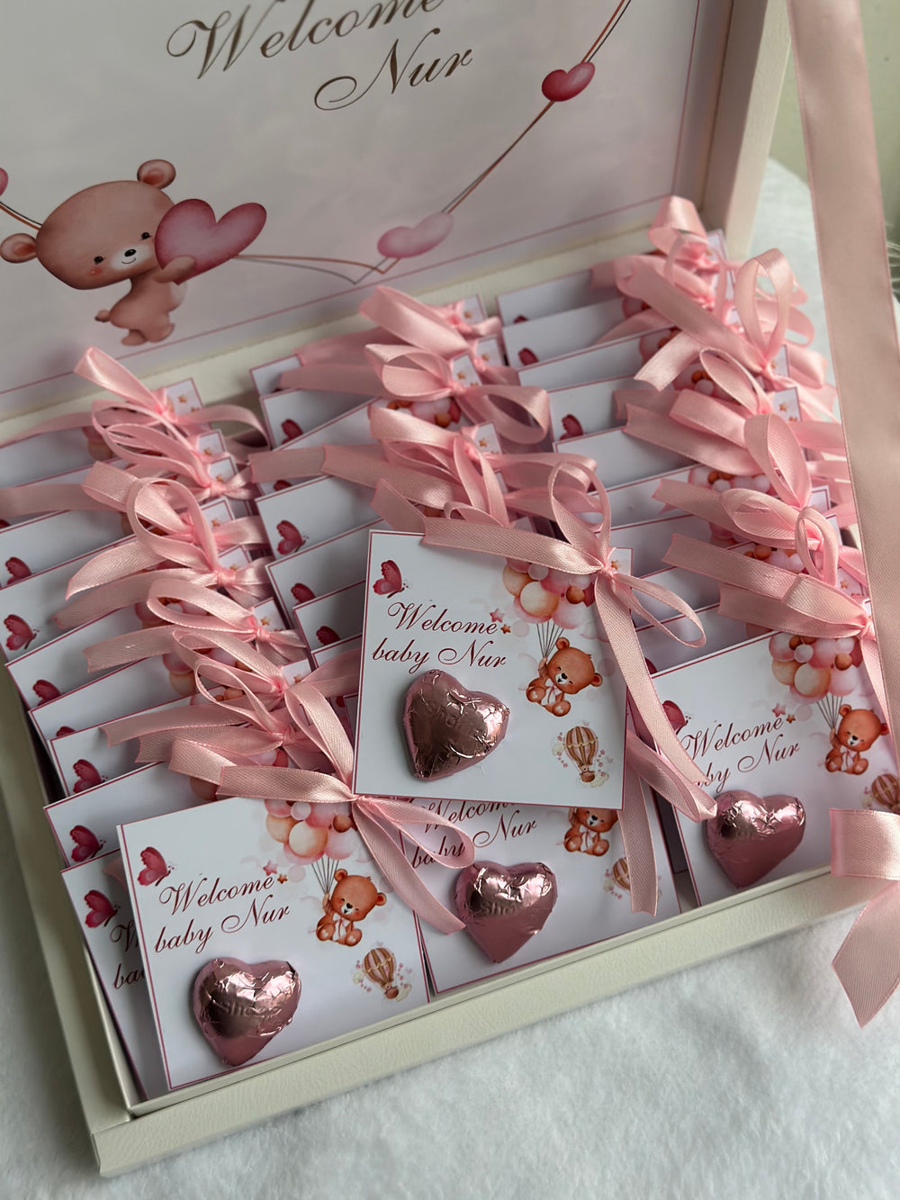 Cute Teddy Bear Newborn Favour Box — Personalised Chocolate Gift — Chocoodad Baku