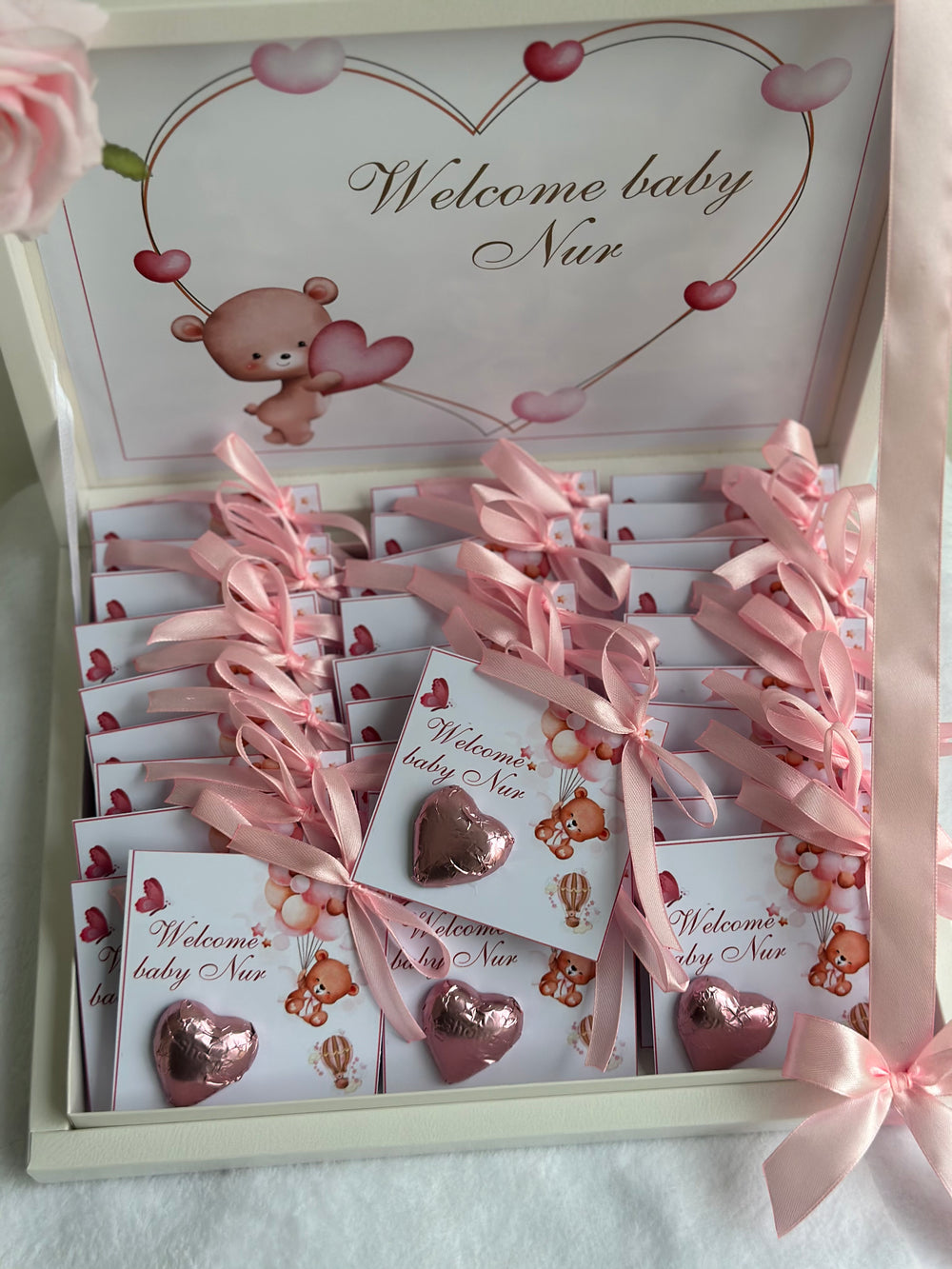 Cute Teddy Bear Newborn Favour Box — Personalised Chocolate Gift — Chocoodad Baku