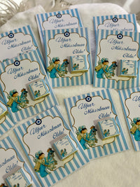 Ottoman Blue Circumcision Chocolate Card — Sünnet Personalised Favour — Chocoodad Baku