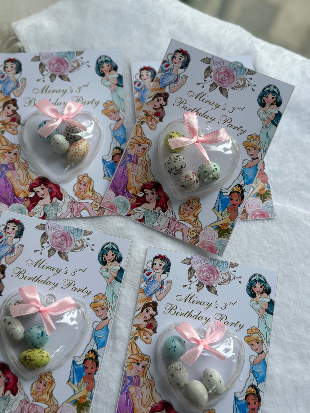 Disney Princess Birthday Favour Card — Heart Bonbon Dome Gift — Chocoodad Baku
