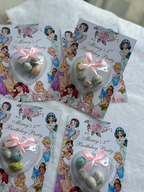 Disney Princess Birthday Favour Card — Heart Bonbon Dome Gift — Chocoodad Baku