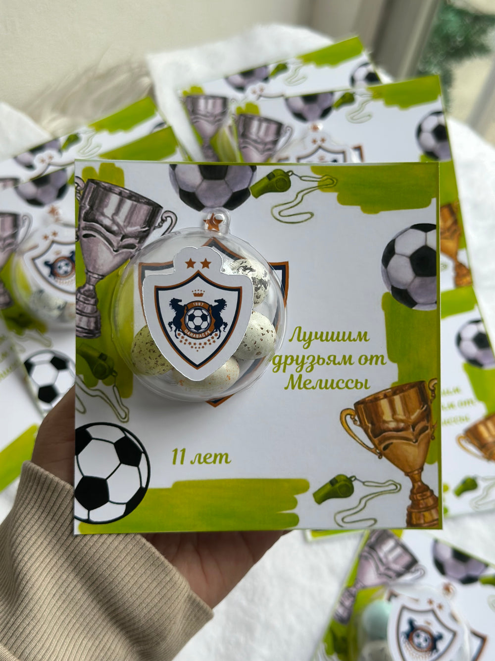 Qarabağ FK Football Club Birthday Chocolate Card — Club Crest Bonbon — Chocoodad Baku
