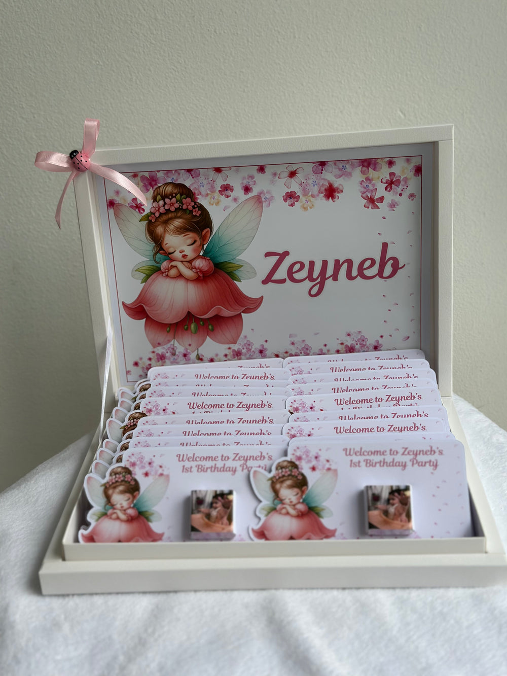 Flower Fairy Birthday Chocolate Card Shadow Box — 1st Birthday Display — Chocoodad Baku