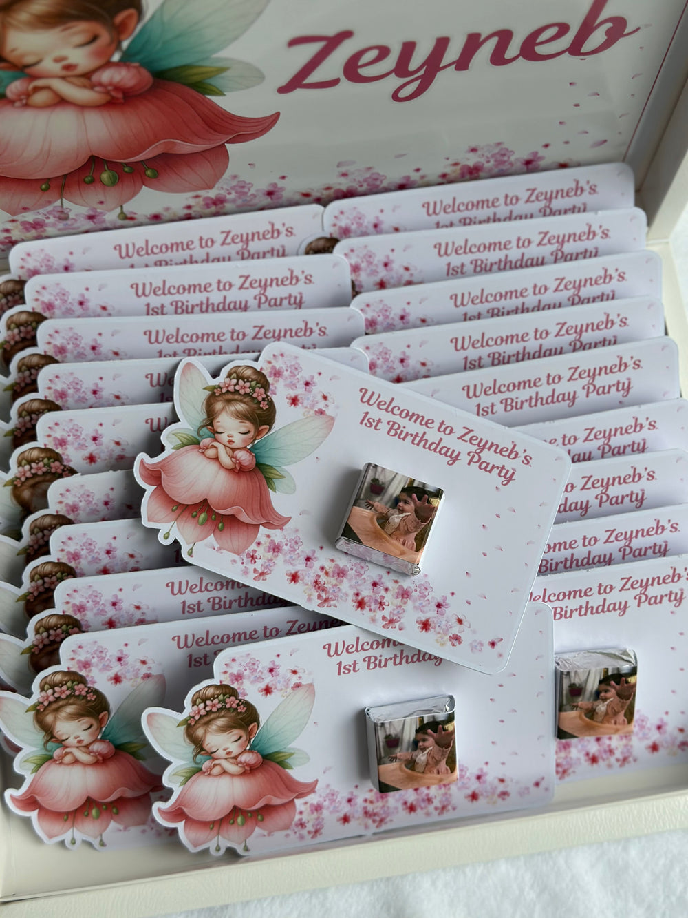 Flower Fairy Birthday Chocolate Card Shadow Box — 1st Birthday Display — Chocoodad Baku