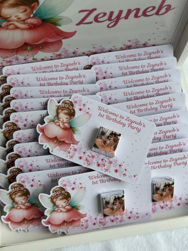Flower Fairy Birthday Chocolate Card Shadow Box — 1st Birthday Display — Chocoodad Baku