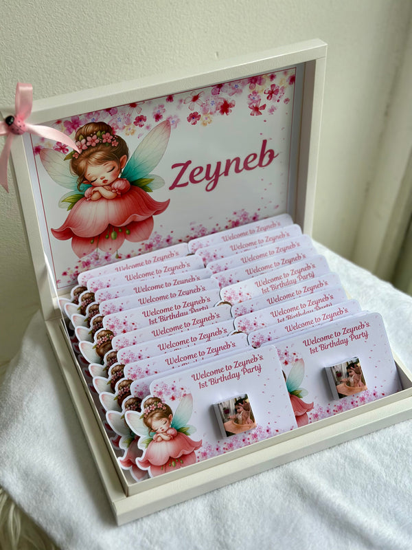 Flower Fairy Birthday Chocolate Card Shadow Box — 1st Birthday Display — Chocoodad Baku