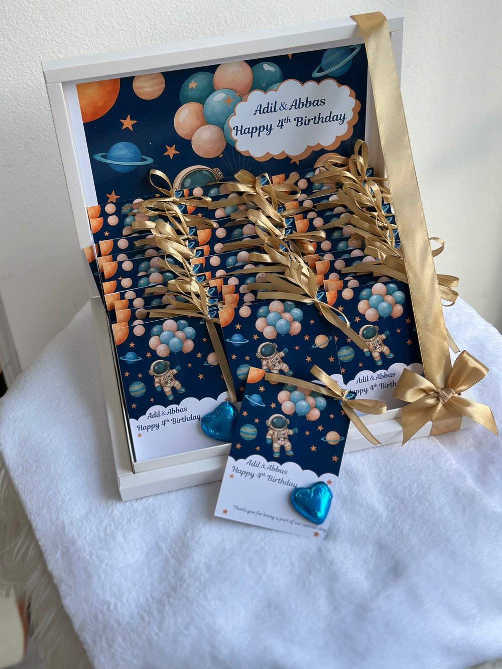 Space Astronaut Birthday Chocolate Card Shadow Box — 30 Chocolate Card & Box — Chocoodad Baku