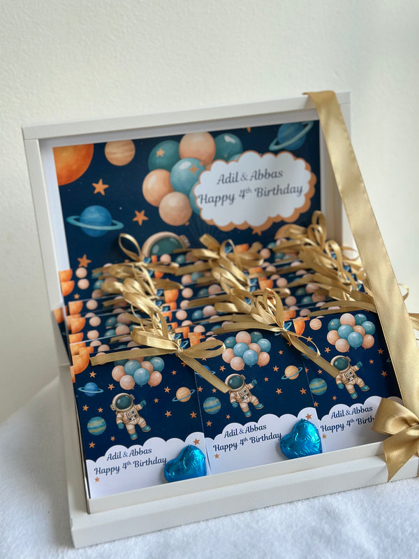 Space Astronaut Birthday Chocolate Card Shadow Box — 30 Chocolate Card & Box — Chocoodad Baku