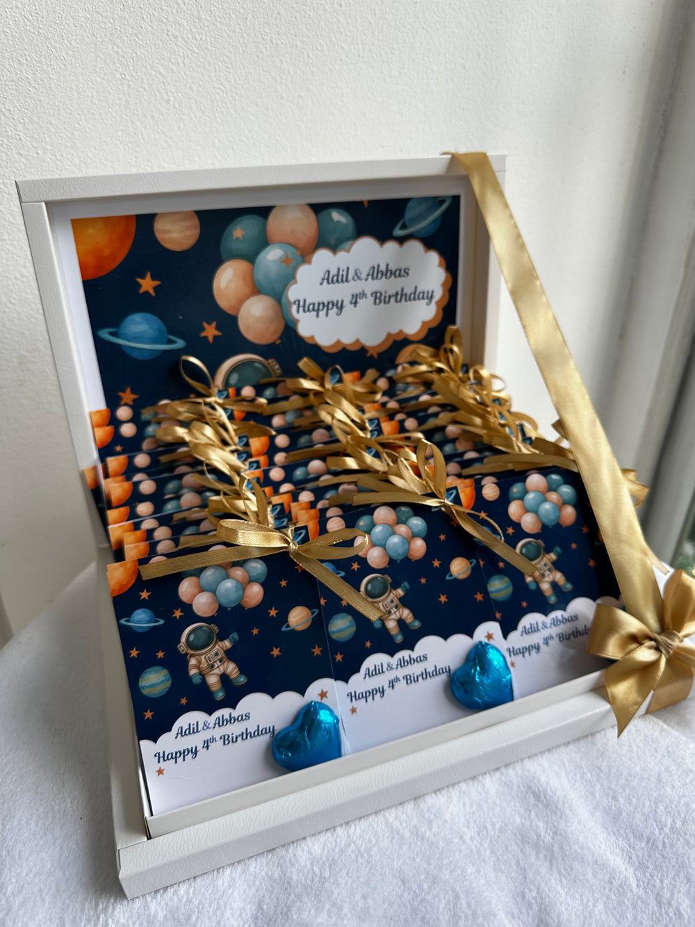 Space Astronaut Birthday Chocolate Card Shadow Box — 30 Chocolate Card & Box — Chocoodad Baku