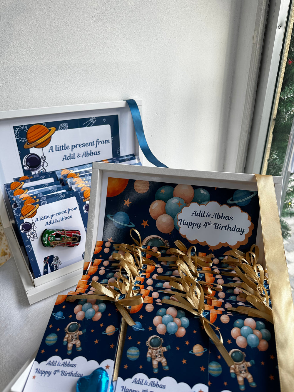 Space Astronaut Birthday Chocolate Card Shadow Box — 30 Chocolate Card & Box — Chocoodad Baku