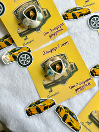 Lamborghini Car 7th Birthday Chocolate Card — Yellow Boy Russian Favour — Chocoodad Baku