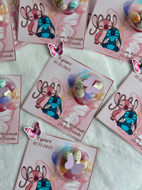 Stitch & Angel Birthday Favour Card — Butterfly Bonbon Dome Gift — Chocoodad Baku