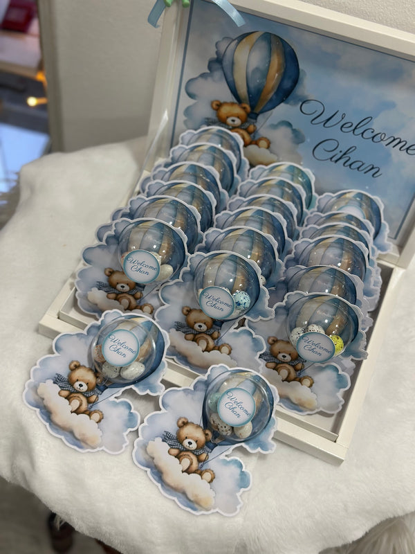 Blue Babyshower Favour Box — Personalised Chocolate Gift — Chocoodad Baku