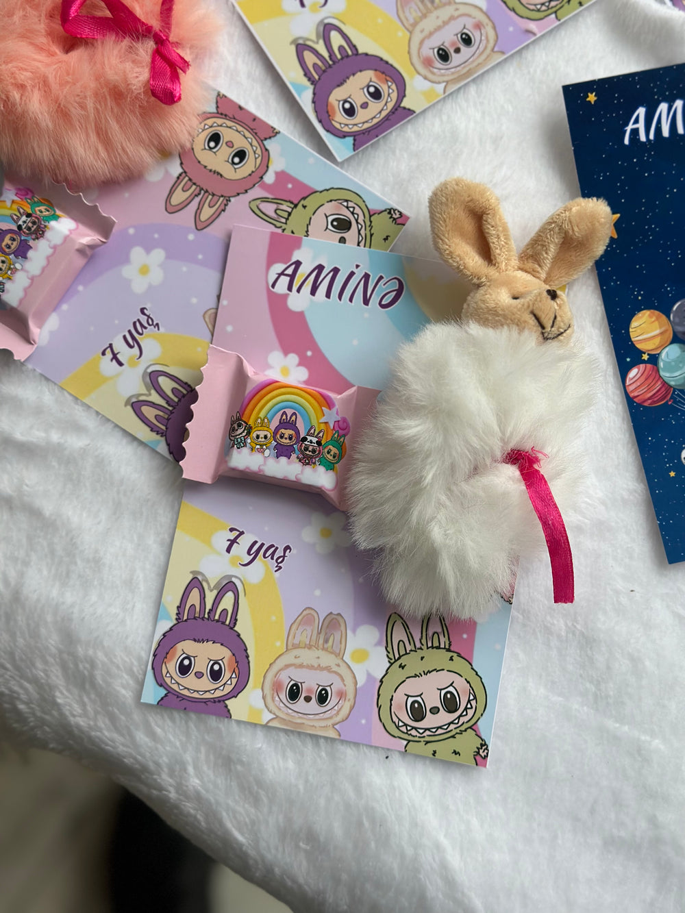 Labubu & Space Birthday Accessory Card — Space Keychain & Hair Clip — Chocoodad Baku