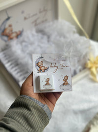 Teddy Bear Moon Shadow Box Newborn Gift — 24 Organza Chocolate Cards — Chocoodad Baku
