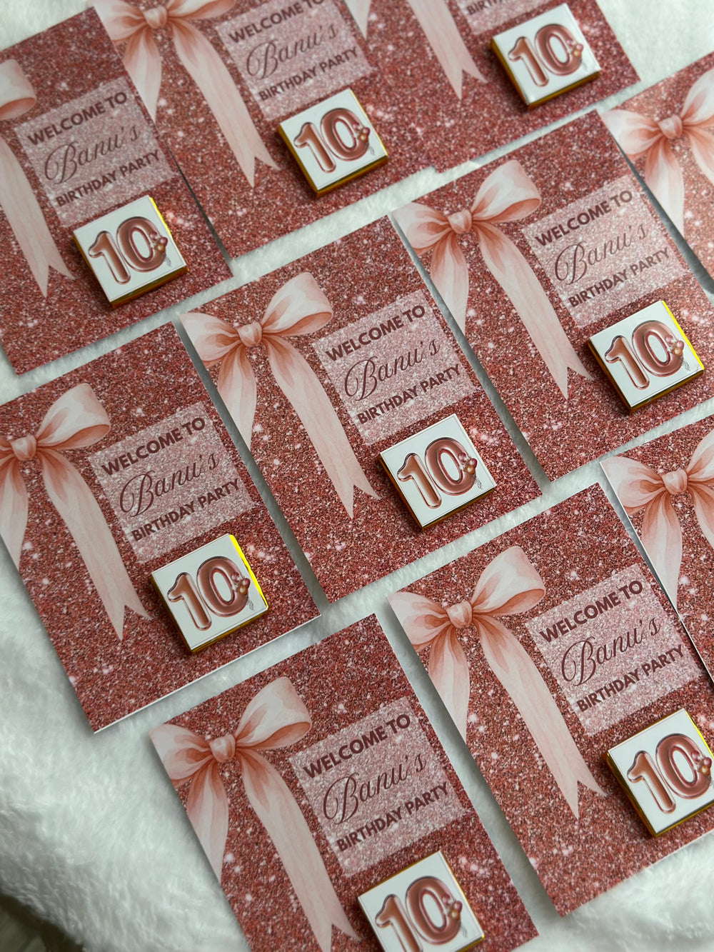 Rose Gold Glitter Milestone Birthday Chocolate Card — Bow & Chocolate — Chocoodad Baku