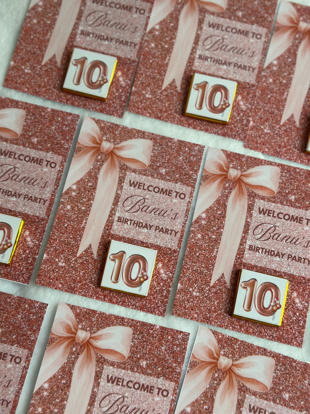 Rose Gold Glitter Milestone Birthday Chocolate Card — Bow & Chocolate — Chocoodad Baku