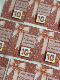 Rose Gold Glitter Milestone Birthday Chocolate Card — Bow & Chocolate — Chocoodad Baku