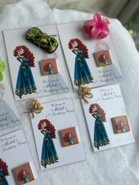 Brave Merida Birthday Accessory Card — Car Toy & Hair Clip Gift — Chocoodad Baku