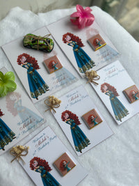 Brave Merida Birthday Accessory Card — Car Toy & Hair Clip Gift — Chocoodad Baku
