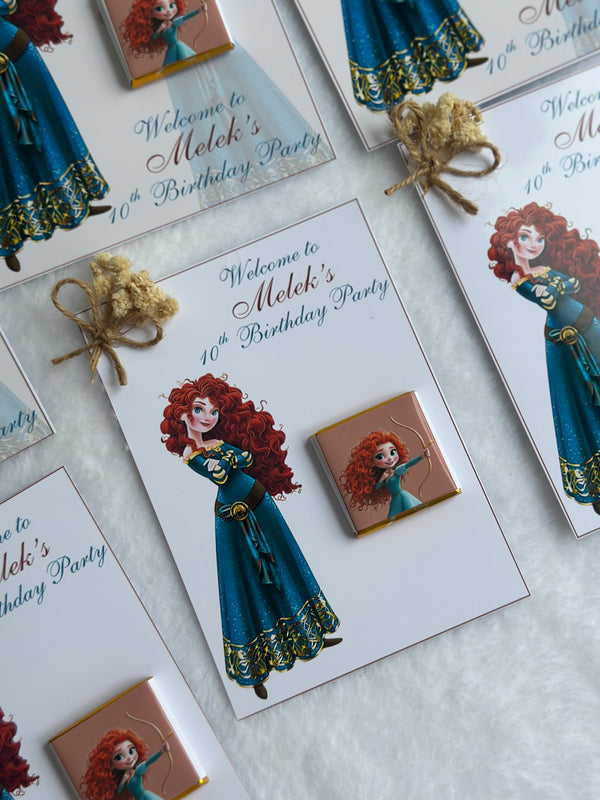 Brave Merida Birthday Accessory Card — Car Toy & Hair Clip Gift — Chocoodad Baku
