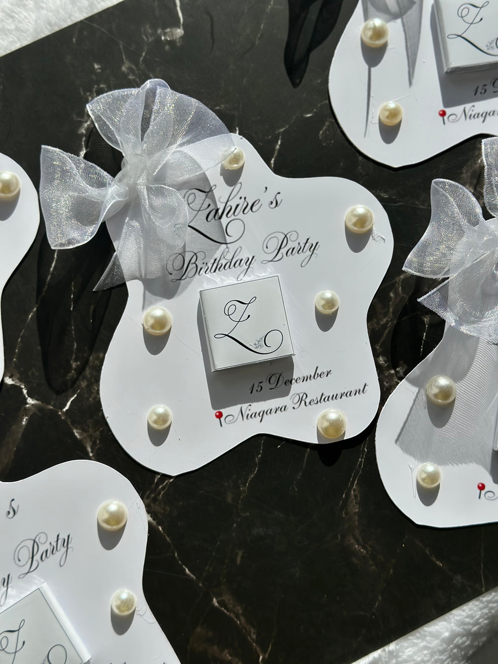 Pearl Monogram Birthday Chocolate Card — Organza Bow Milestone Gift — Chocoodad Baku