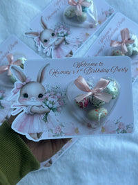 Bunny Ballerina 1st Birthday Favour Card — Floral Bonbon Dome Gift — Chocoodad Baku