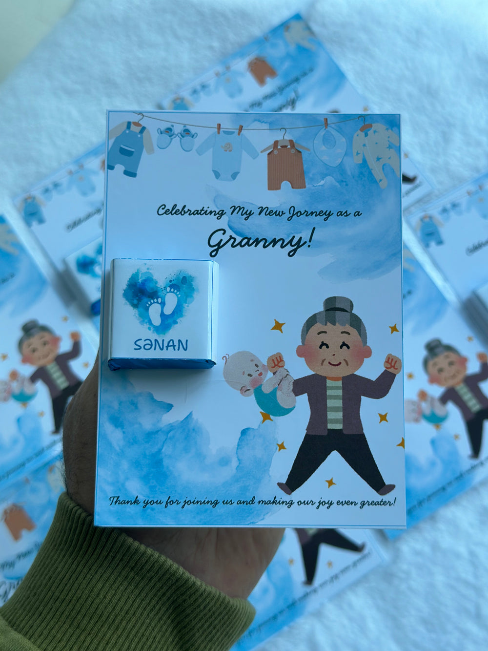 New Granny Celebration Chocolate Card — Baby Boy Welcome Gift — Chocoodad Baku