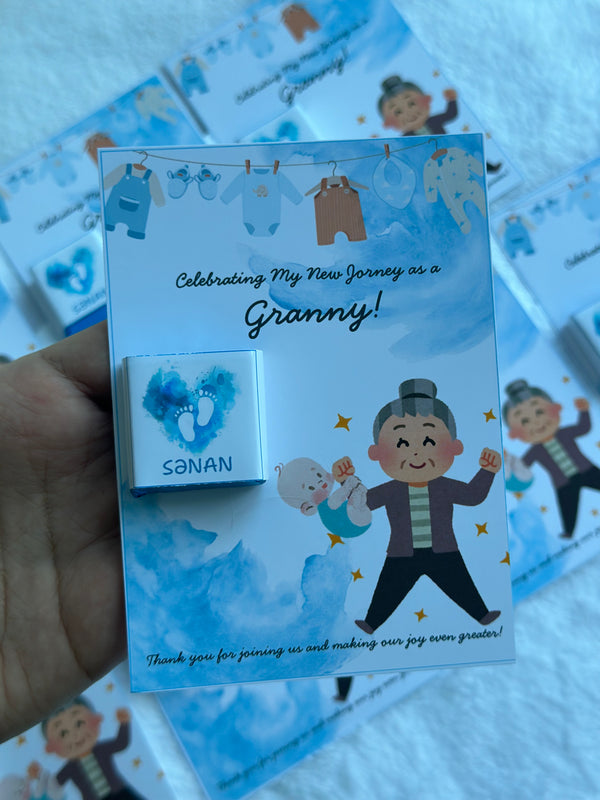 New Granny Celebration Chocolate Card — Baby Boy Welcome Gift — Chocoodad Baku