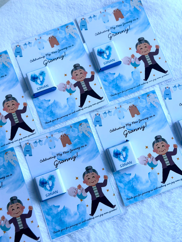 New Granny Celebration Chocolate Card — Baby Boy Welcome Gift — Chocoodad Baku